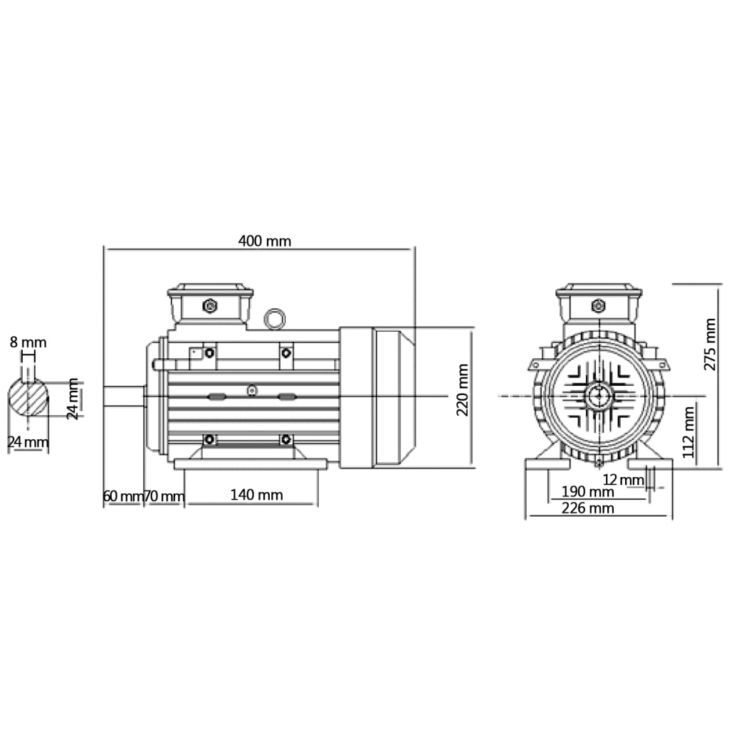 Moteur électrique triphasé 4 kW/5,5 ch 2 pôles 2840 tr/min aluminium