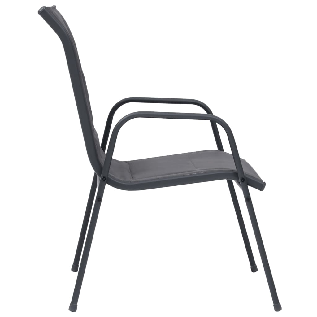 Chaises de jardin 2 pcs empilables en acier et textilène, couleur anthracite