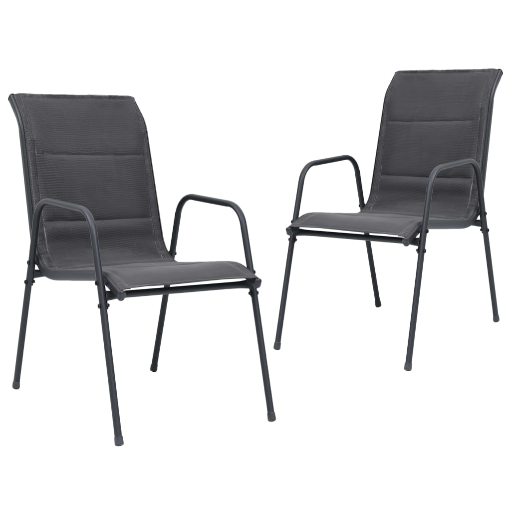 Chaises de jardin 2 pcs empilables en acier et textilène, couleur anthracite