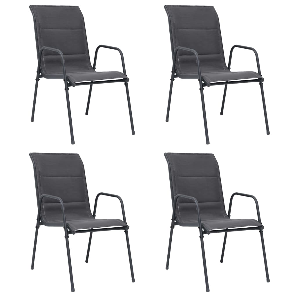 Chaises de jardin 2 pcs empilables en acier et textilène, couleur anthracite