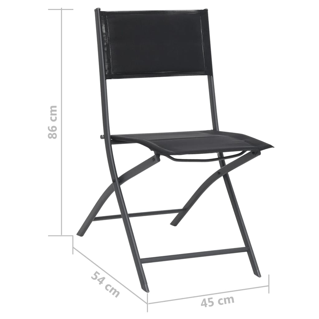 Chaises de jardin pliantes 2 pcs acier et textilène