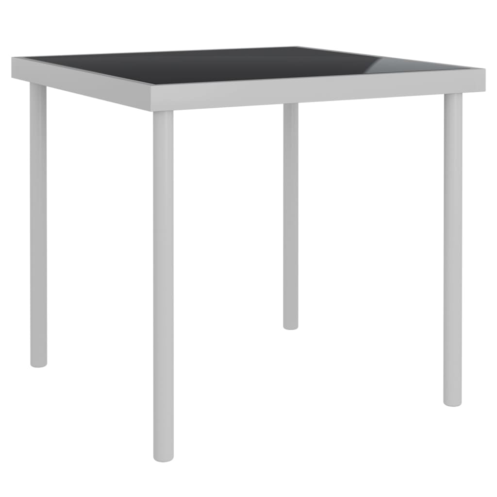 Table de jardin 80x80x72 cm verre et acier anthracite