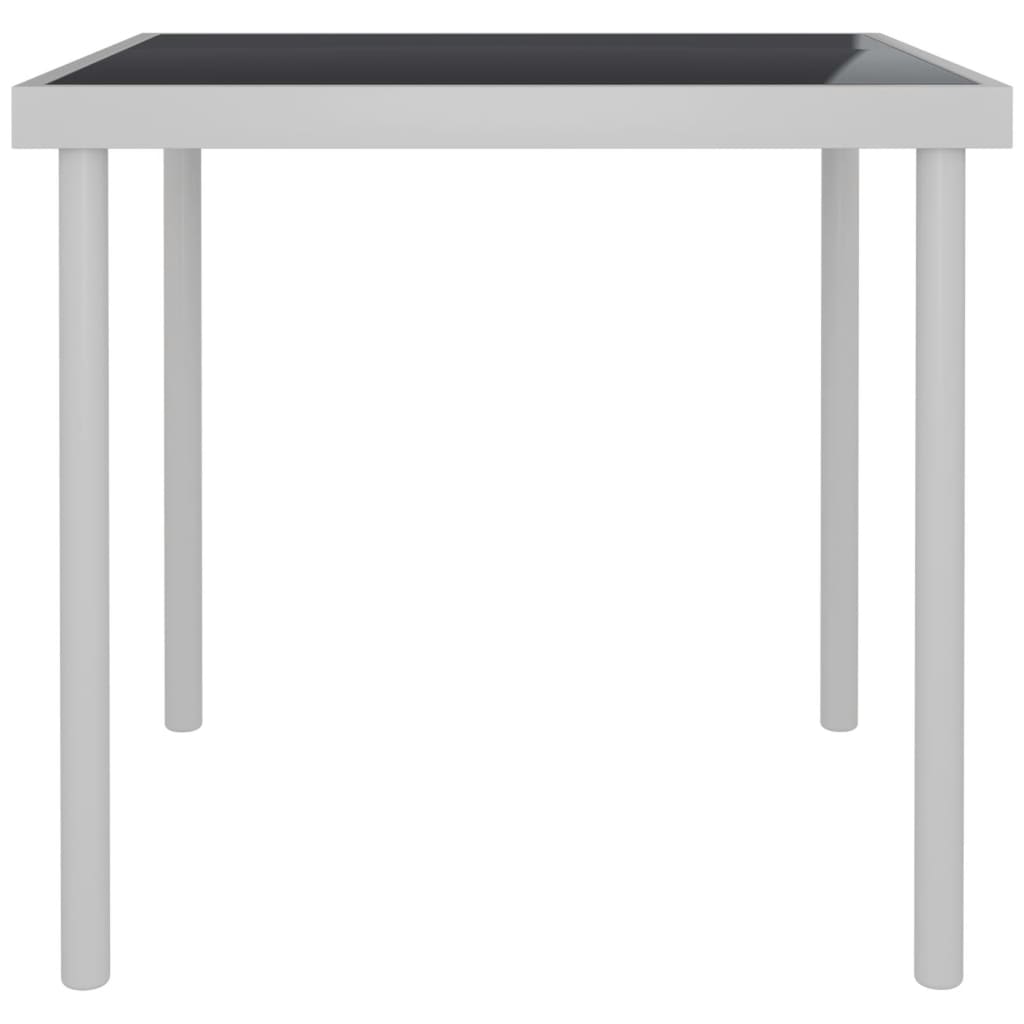 Table de jardin 80x80x72 cm verre et acier anthracite