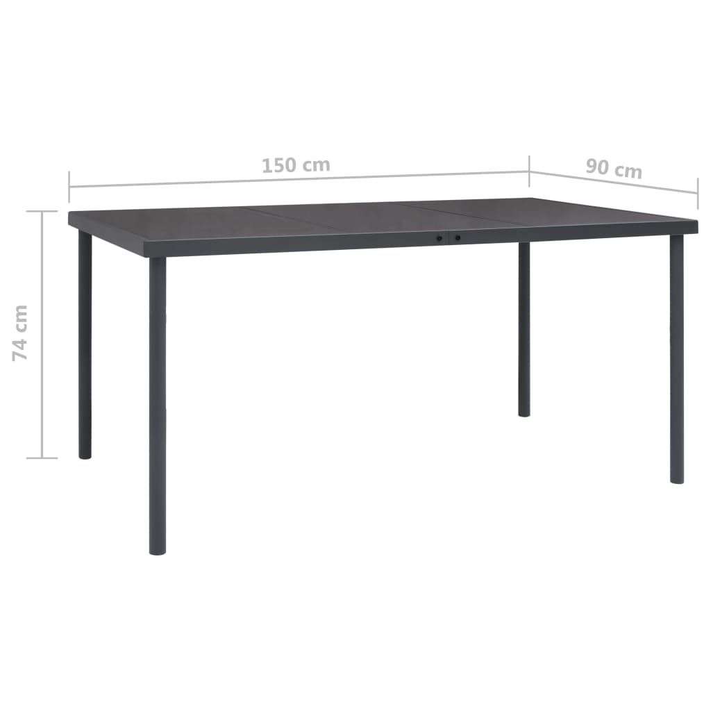 Tuintafel 190x90x74 cm staal antracietkleurig