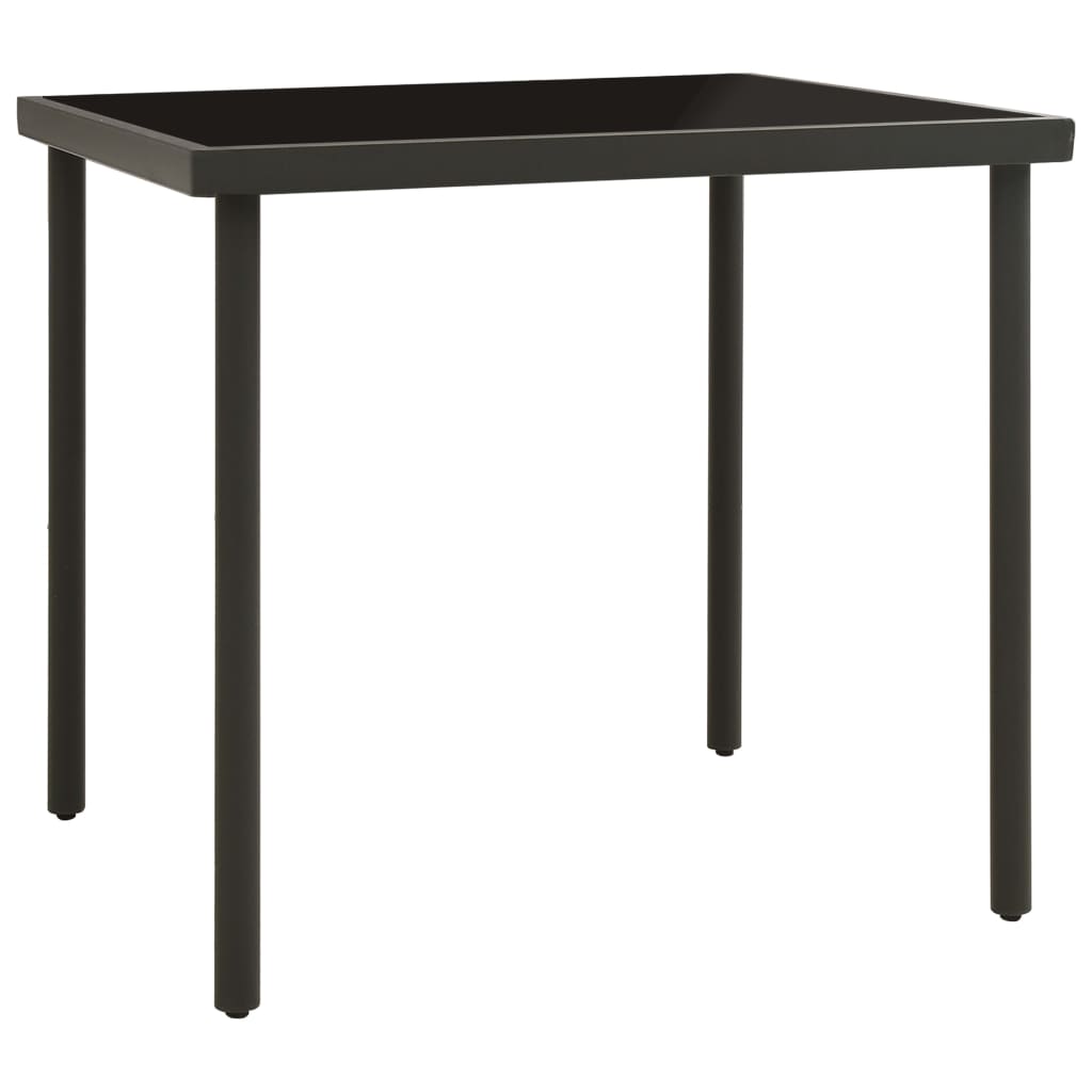 Table de jardin 80x80x72 cm verre et acier anthracite