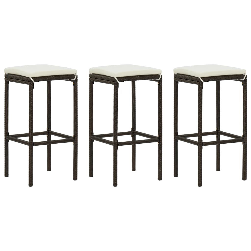 Tabourets de bar avec coussins 4 pcs poly rotin