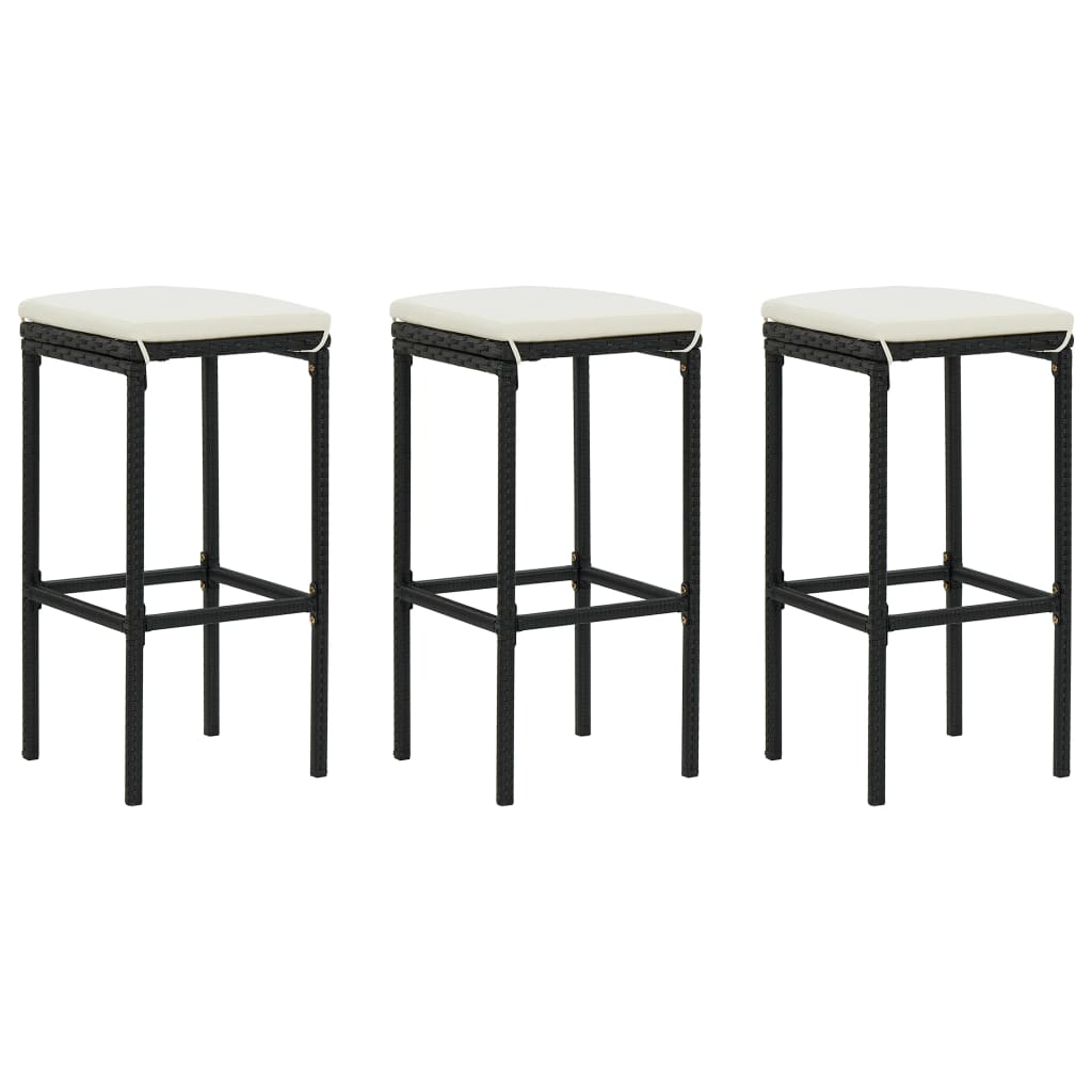 Tabourets de bar avec coussins 4 pcs poly rotin