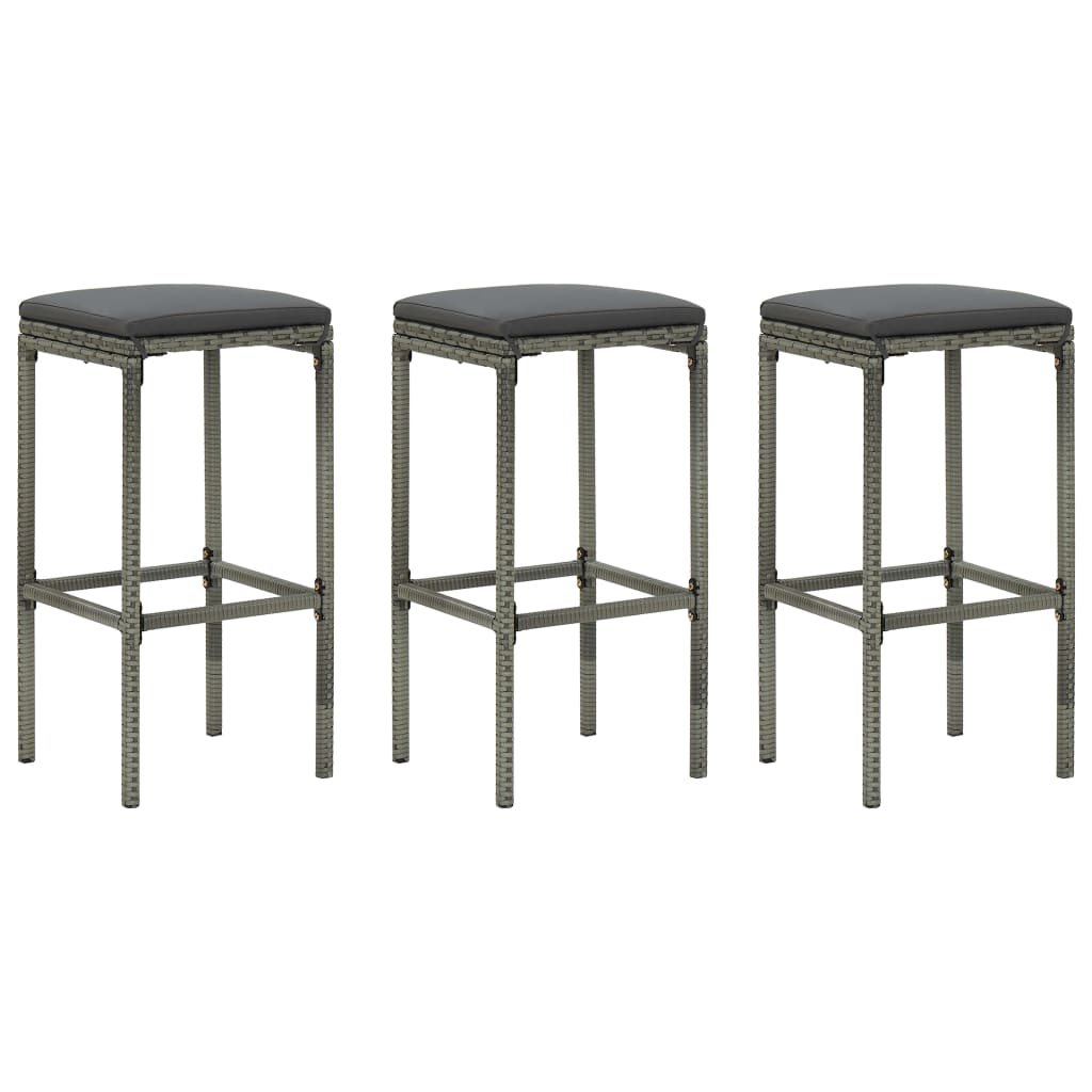 Tabourets de bar avec coussins 4 pcs poly rotin