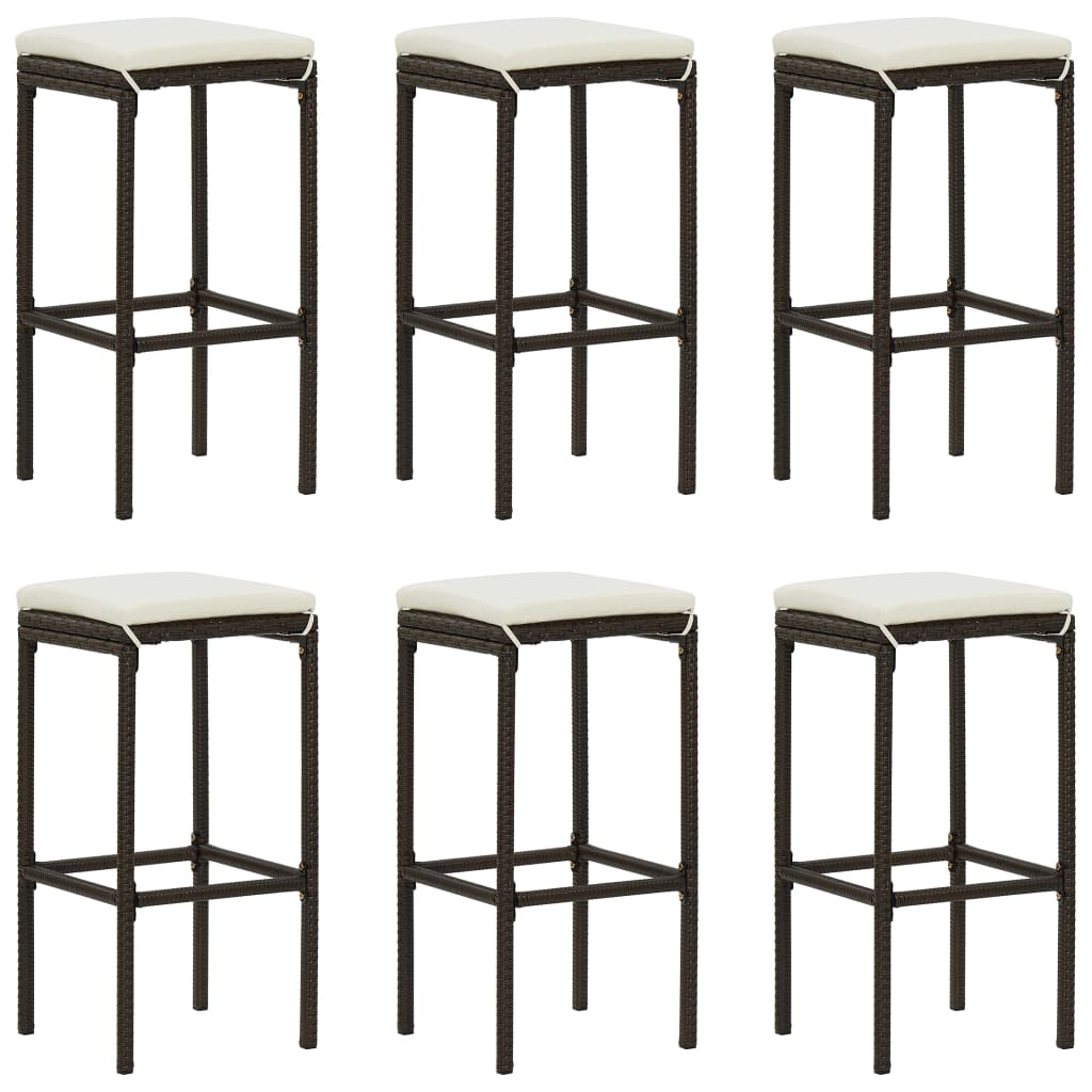 Tabourets de bar avec coussins 4 pcs poly rotin