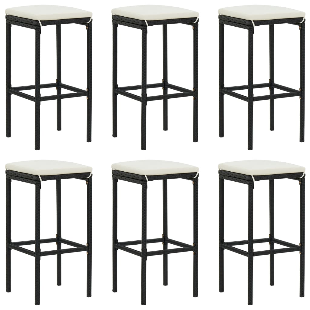 Tabourets de bar avec coussins 4 pcs poly rotin