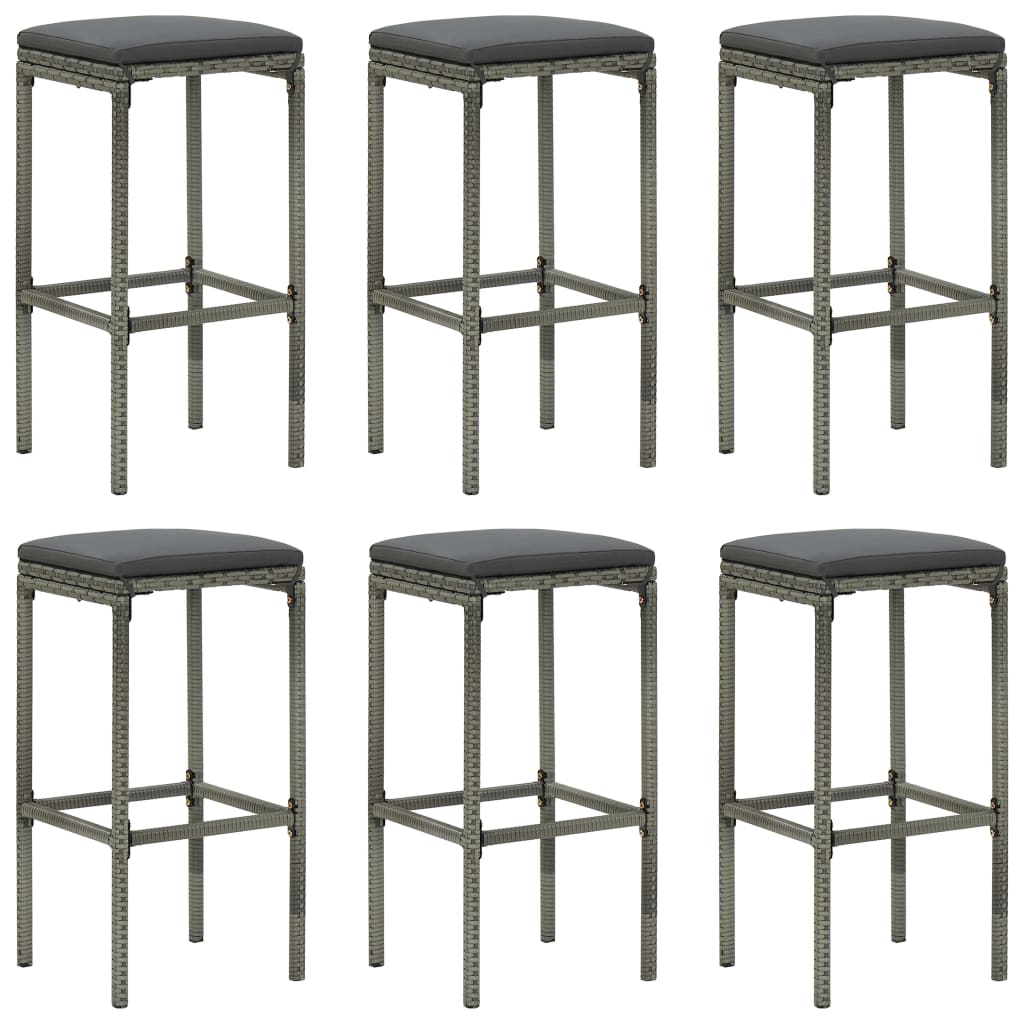 Tabourets de bar avec coussins 4 pcs poly rotin