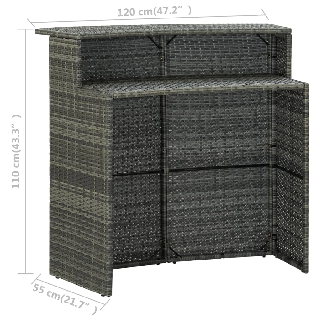 Tuinbartafel 120x55x110 cm poly rattan