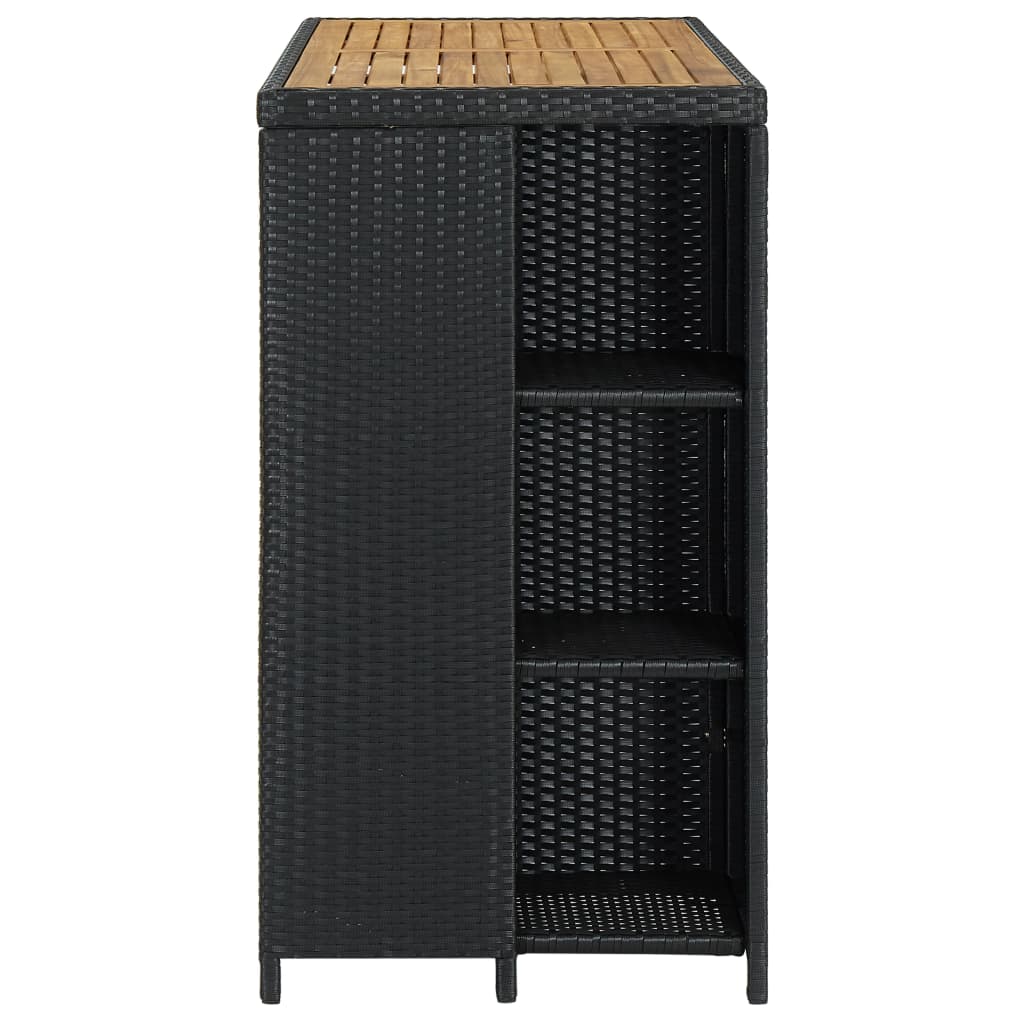 Bartafel met opbergrek 120x60x110 cm poly rattan