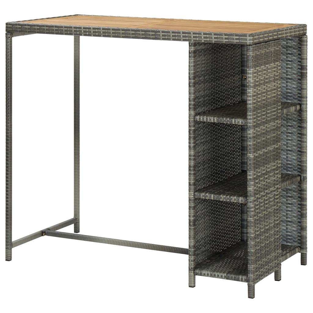 Bartafel met opbergrek 120x60x110 cm poly rattan