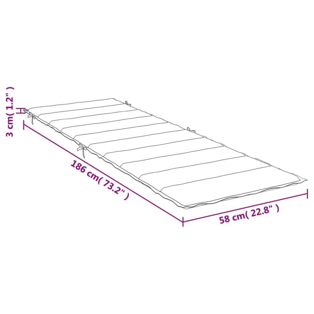 Ligbedkussen 186x58x3 cm oxford stof