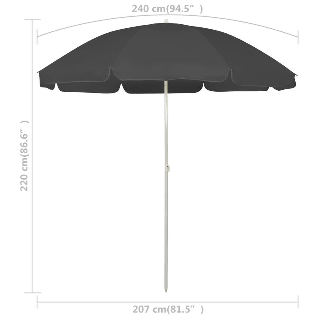 Strandparasol 240 cm antracietkleurig