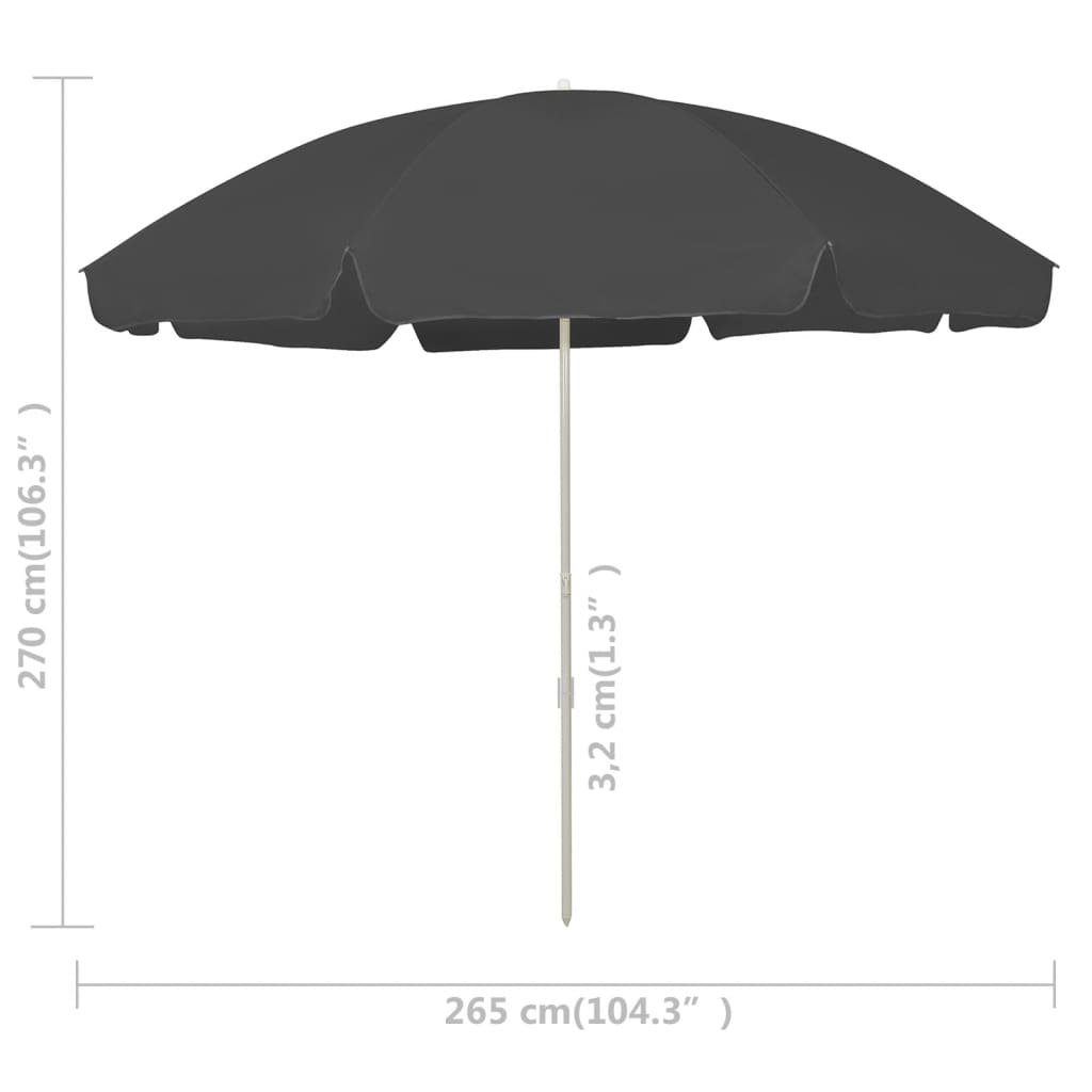 Strandparasol 240 cm antracietkleurig