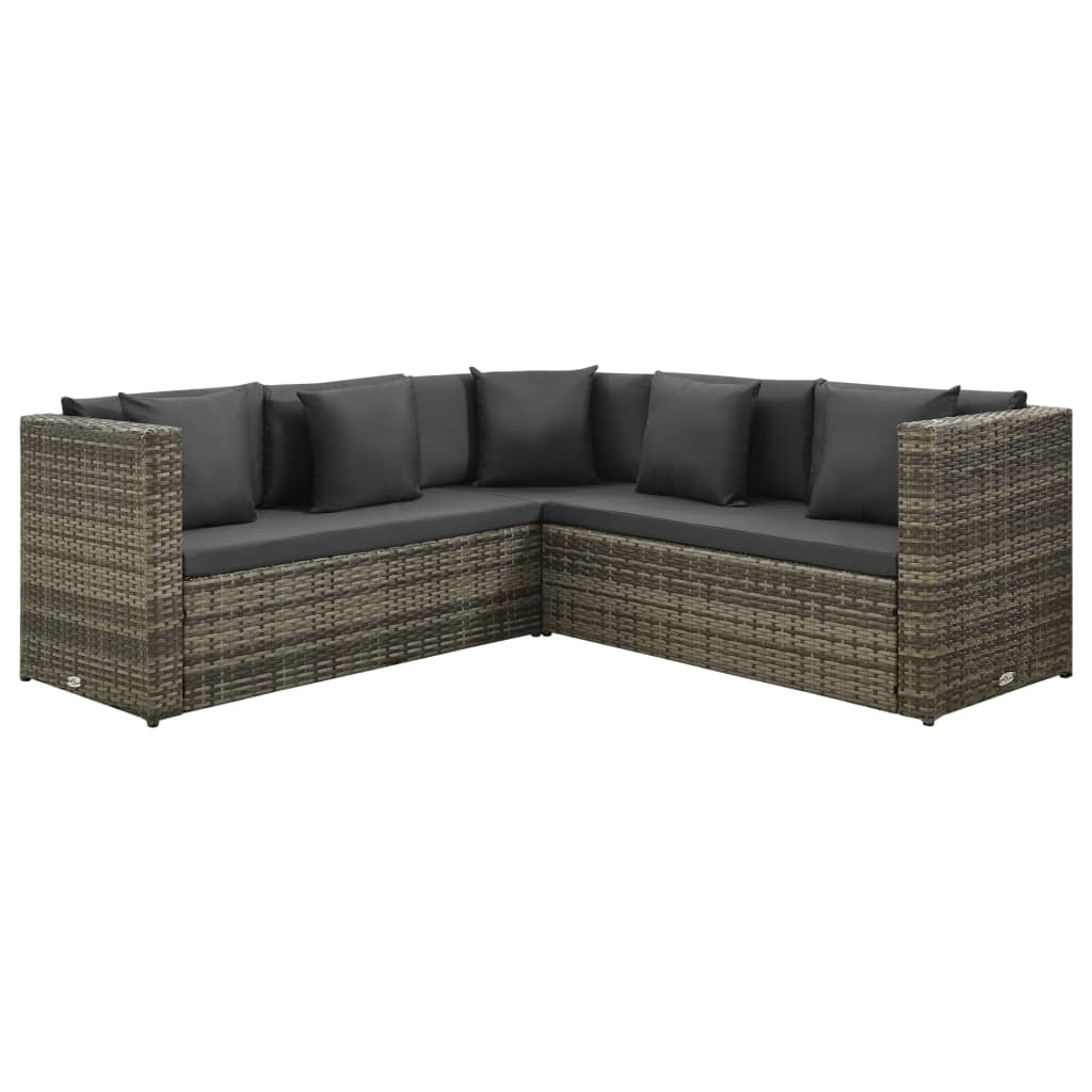 4-delige Loungeset met kussens poly rattan