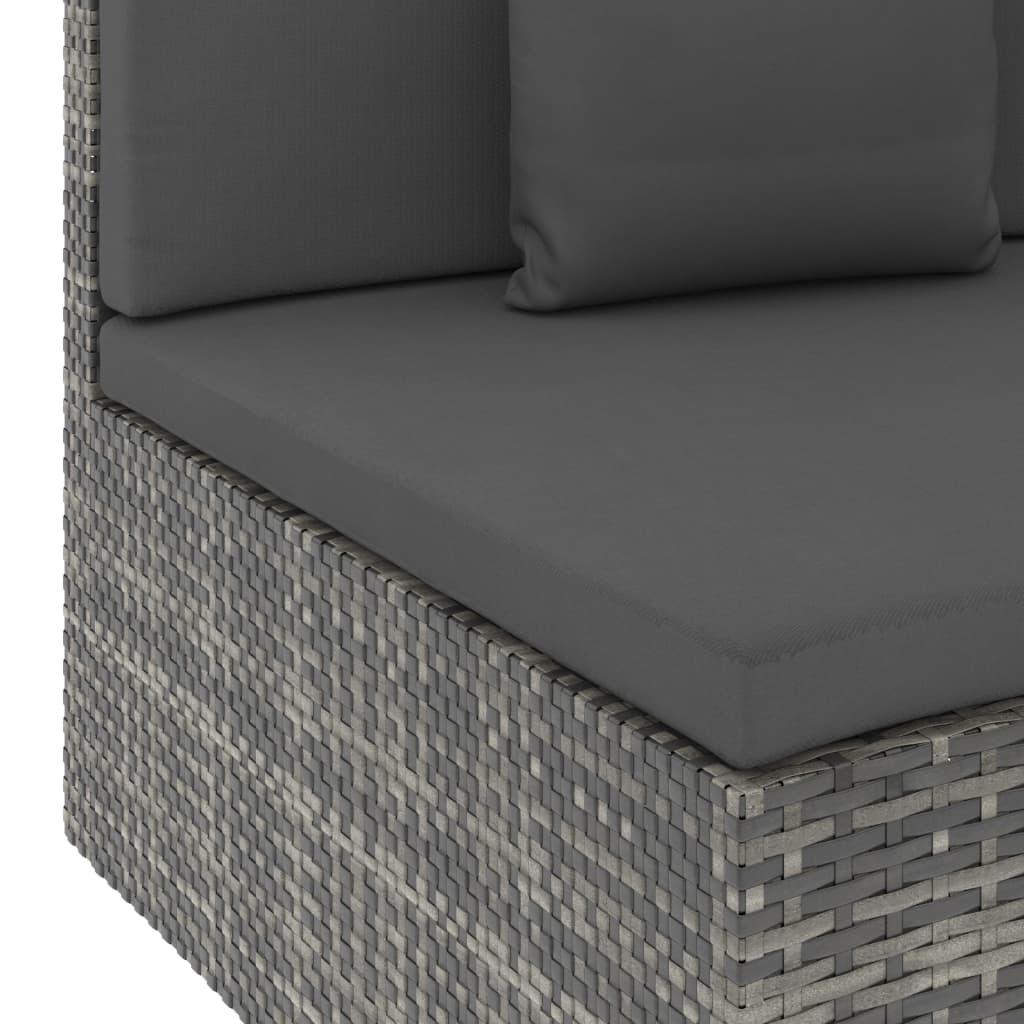 10-delige Loungeset met kussens poly rattan bruin