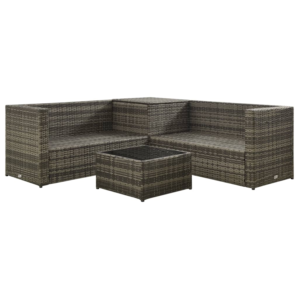 4-delige Loungeset met kussens poly rattan