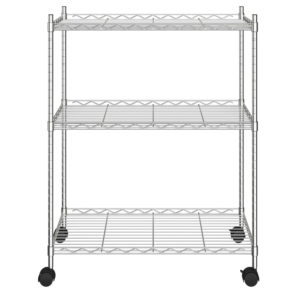 Étagère de rangement à roulettes 3 niveaux 60x35x81 cm 150 kg