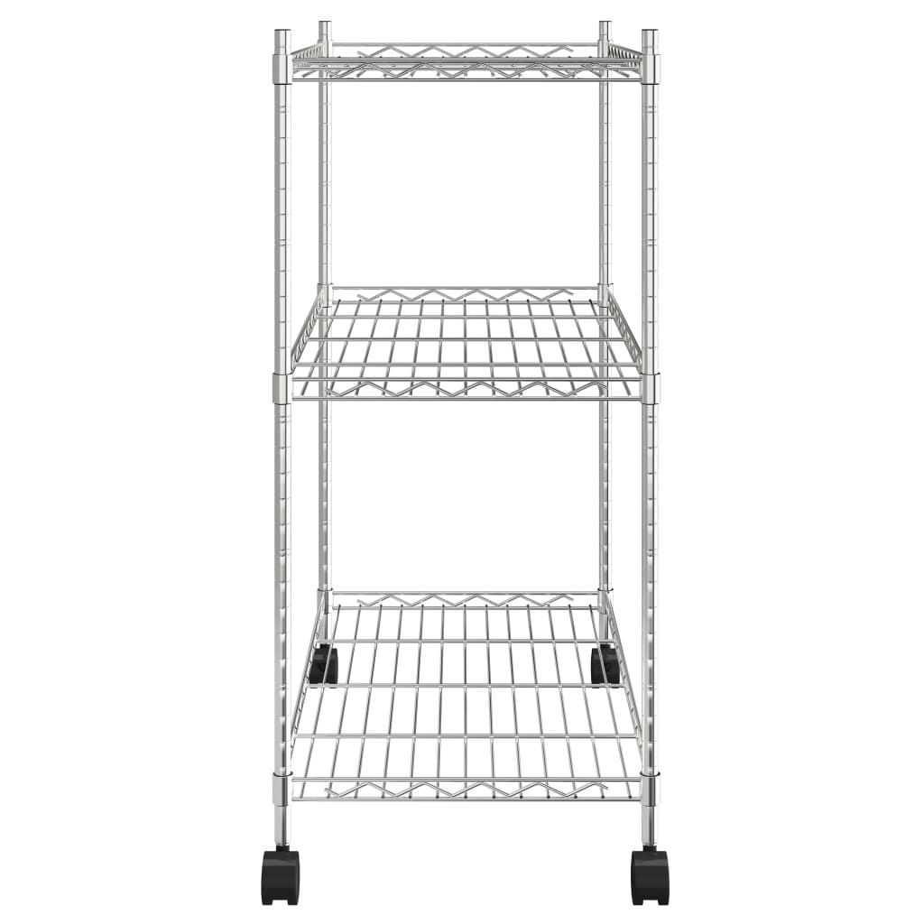 Étagère de rangement à roulettes 3 niveaux 60x35x81 cm 150 kg