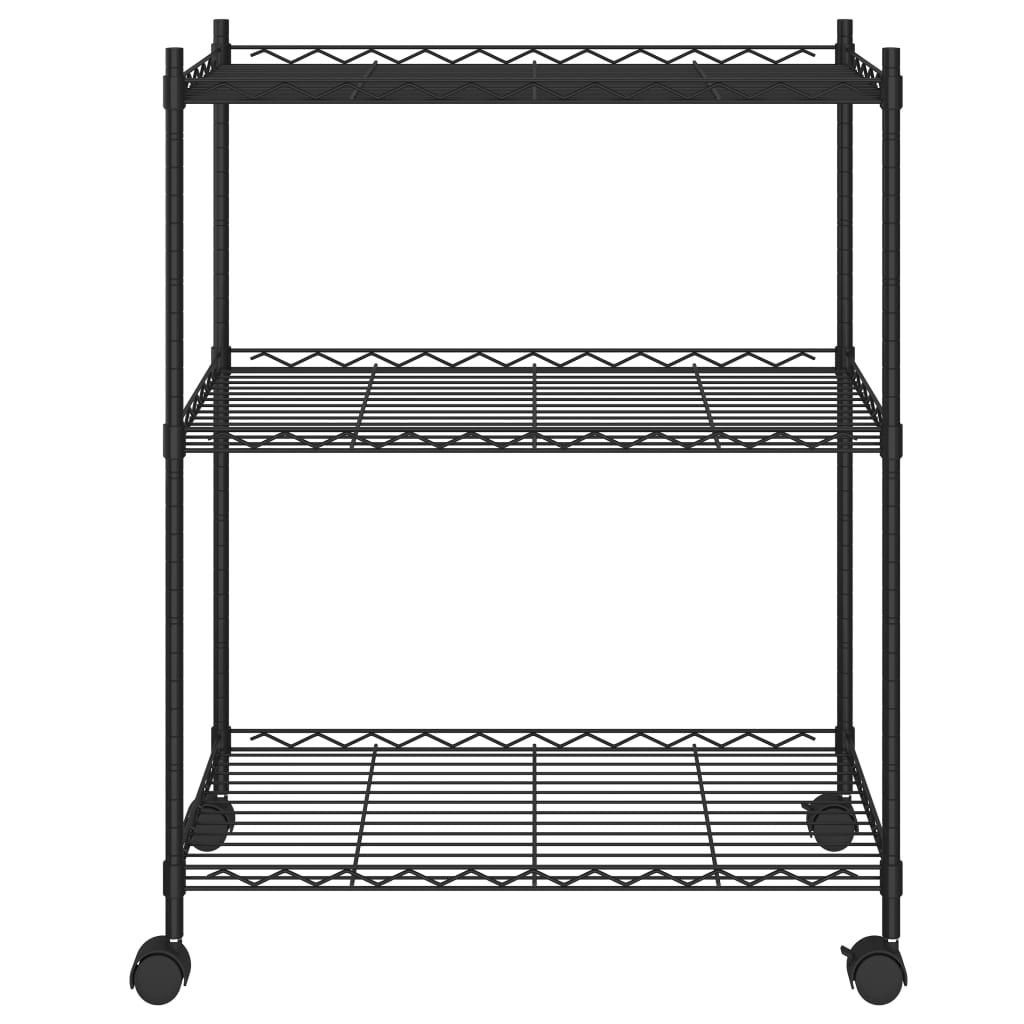 Étagère de rangement à roulettes 3 niveaux 60x35x81 cm 150 kg