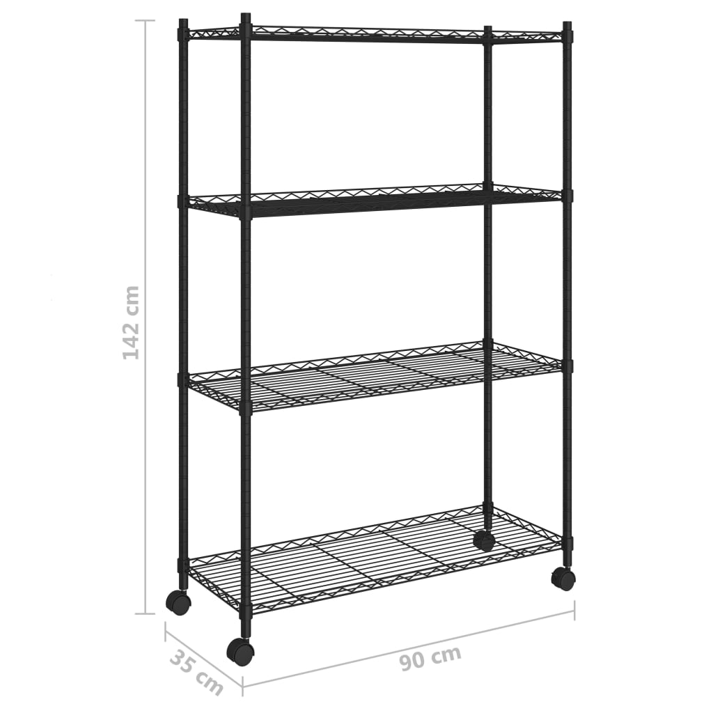 Étagère de rangement à roulettes 3 niveaux 60x35x81 cm 150 kg