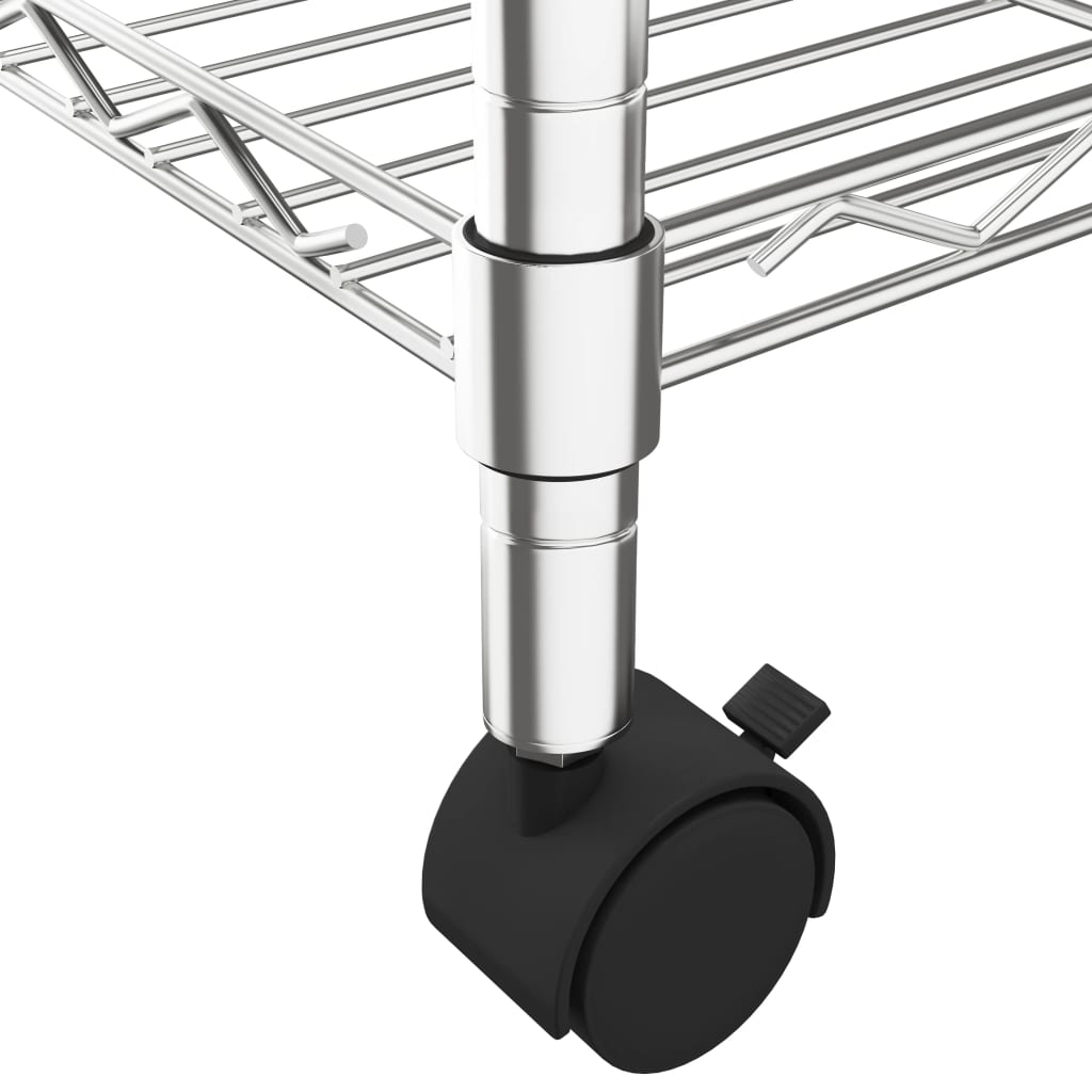 Opbergrek met wielen 3-laags 150 kg 60x35x81 cm chroomkleurig