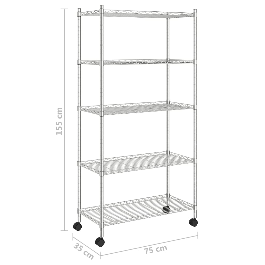 Étagère de rangement à roulettes 3 niveaux 60x35x81 cm 150 kg