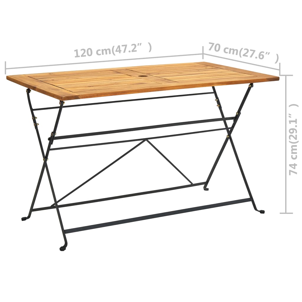 Table de jardin pliante 120x70x74 cm en bois d'acacia massif