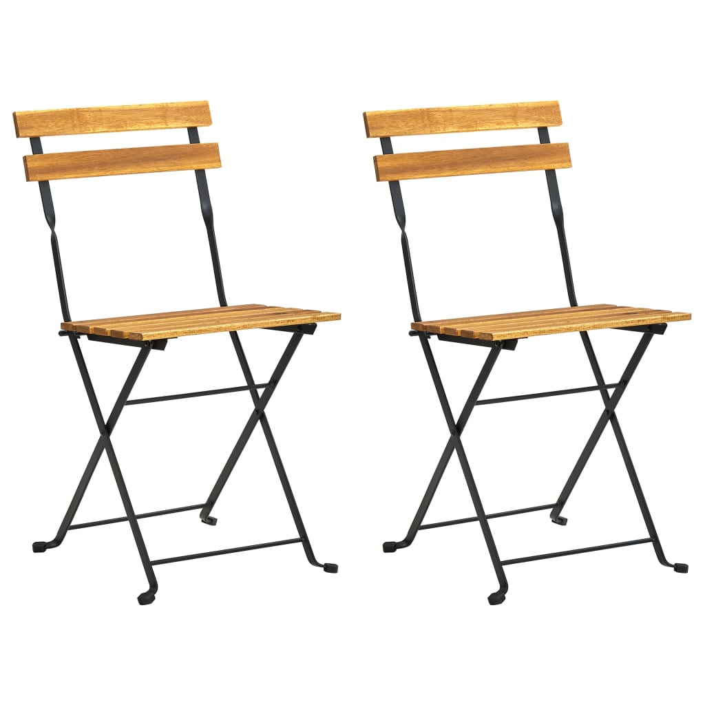 Chaises bistro 6 pcs pliables en bois d'acacia massif et acier