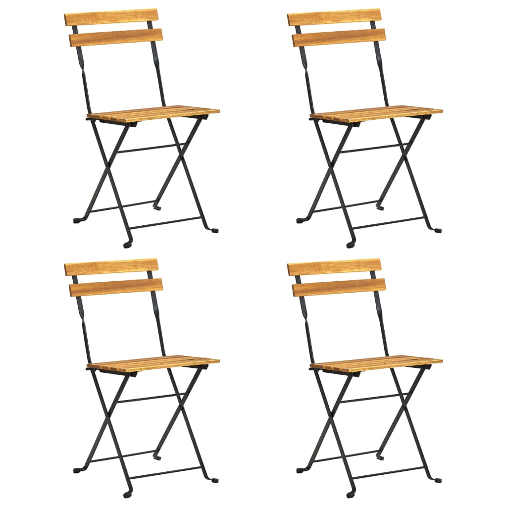 Chaises bistro 6 pcs pliables en bois d'acacia massif et acier