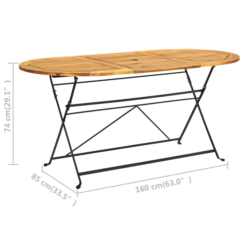 Table de jardin pliante 120x70x74 cm en bois d'acacia massif