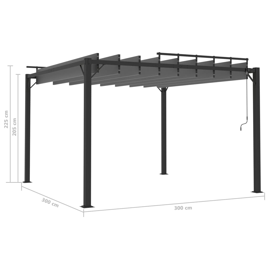 Prieel met lamellendak 3x4 m stof en aluminium