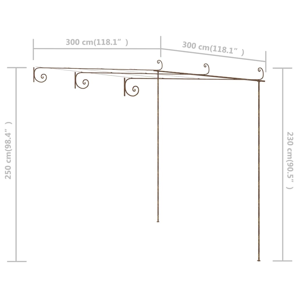 Tuinpergola 4x3x2,5 m ijzer antiekbruin