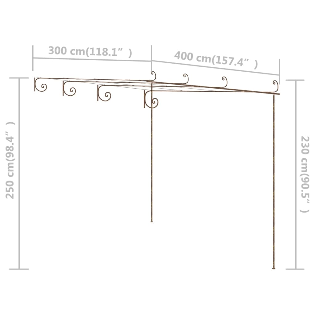 Tuinpergola 4x3x2,5 m ijzer antiekbruin