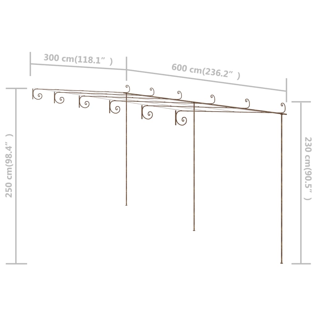 Tuinpergola 4x3x2,5 m ijzer antiekbruin