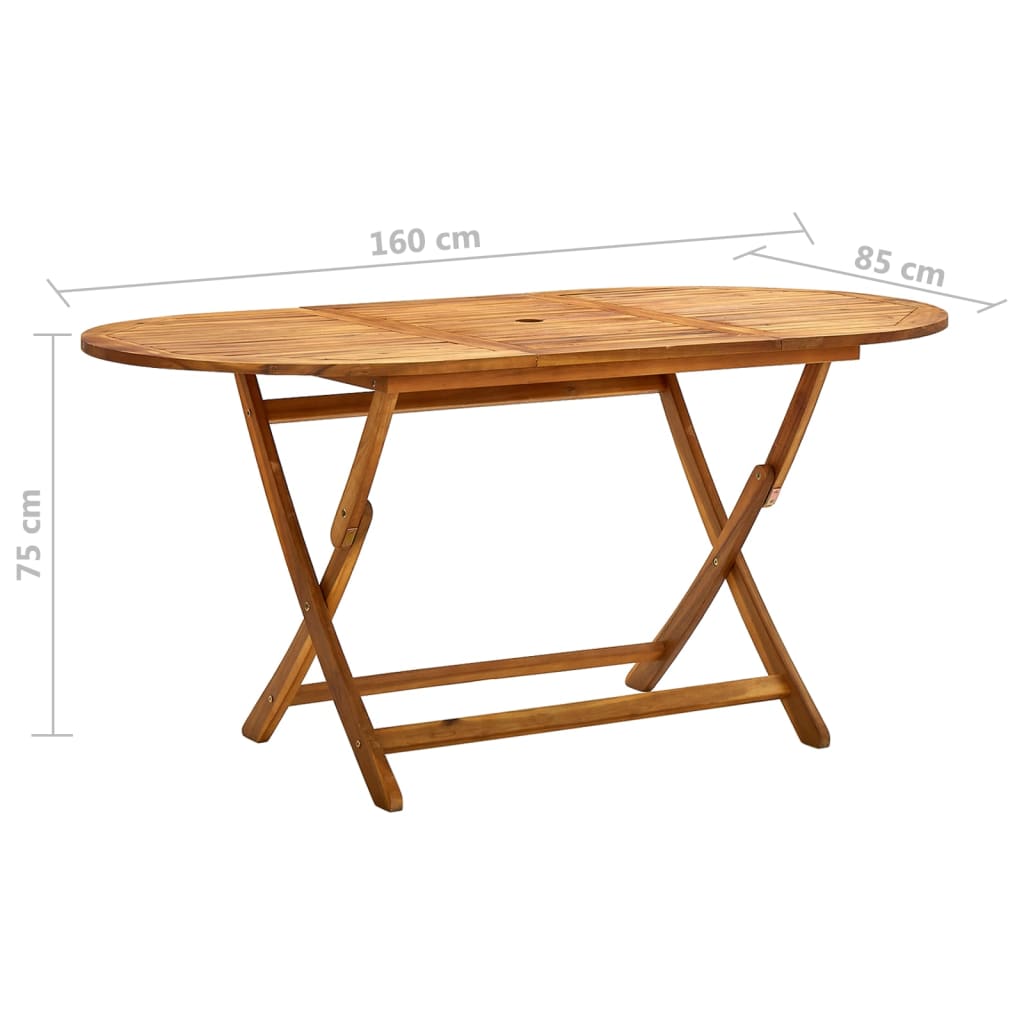 Tuintafel inklapbaar 160x85x75 cm massief acaciahout