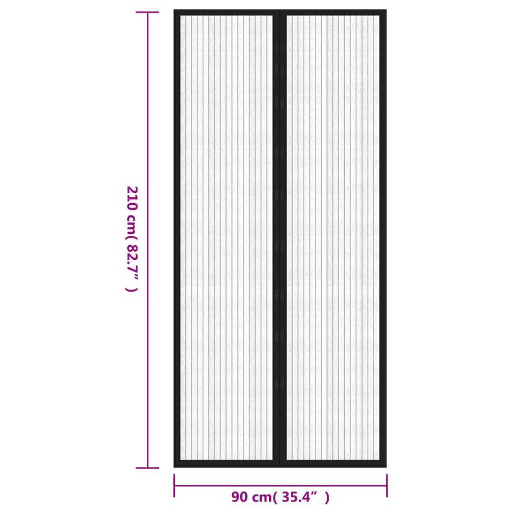 Rideaux de porte anti-insectes 2 pcs magnétiques 210x100 cm noir