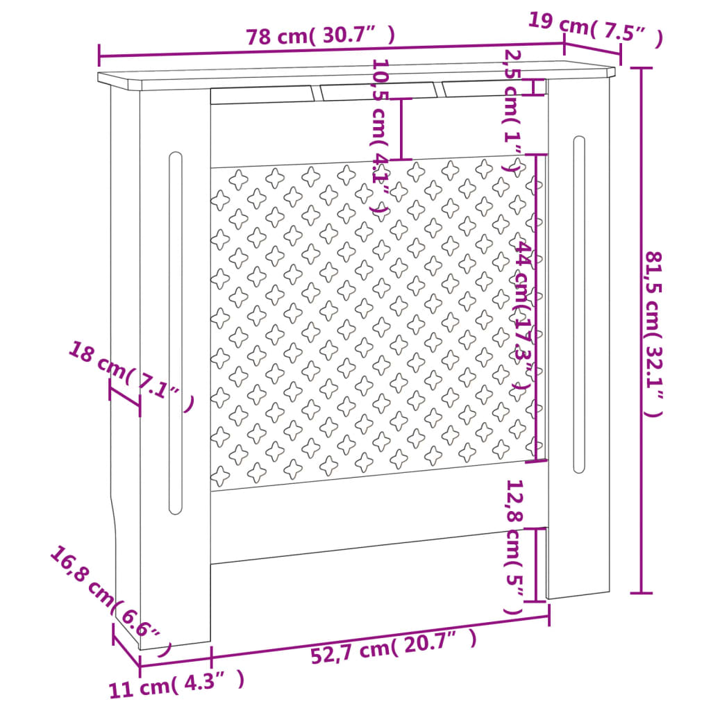 Radiatorombouw 205 cm MDF grijs