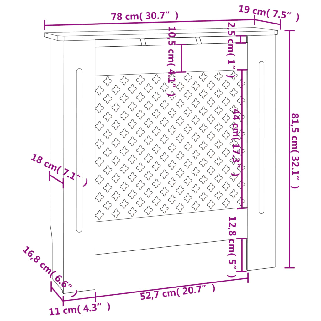 Radiatorombouw 205 cm MDF grijs