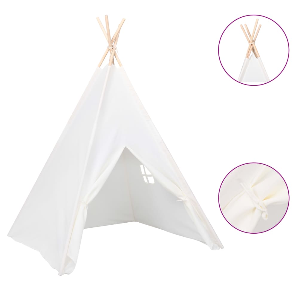 Tente tipi enfant avec sac 120x120x150 cm peau de pêche blanc