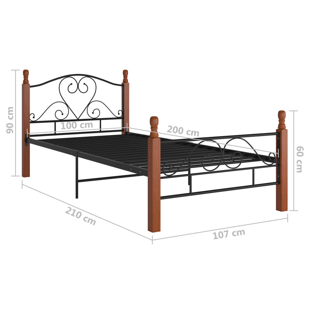 Bedframe metaal zwart 180x200 cm