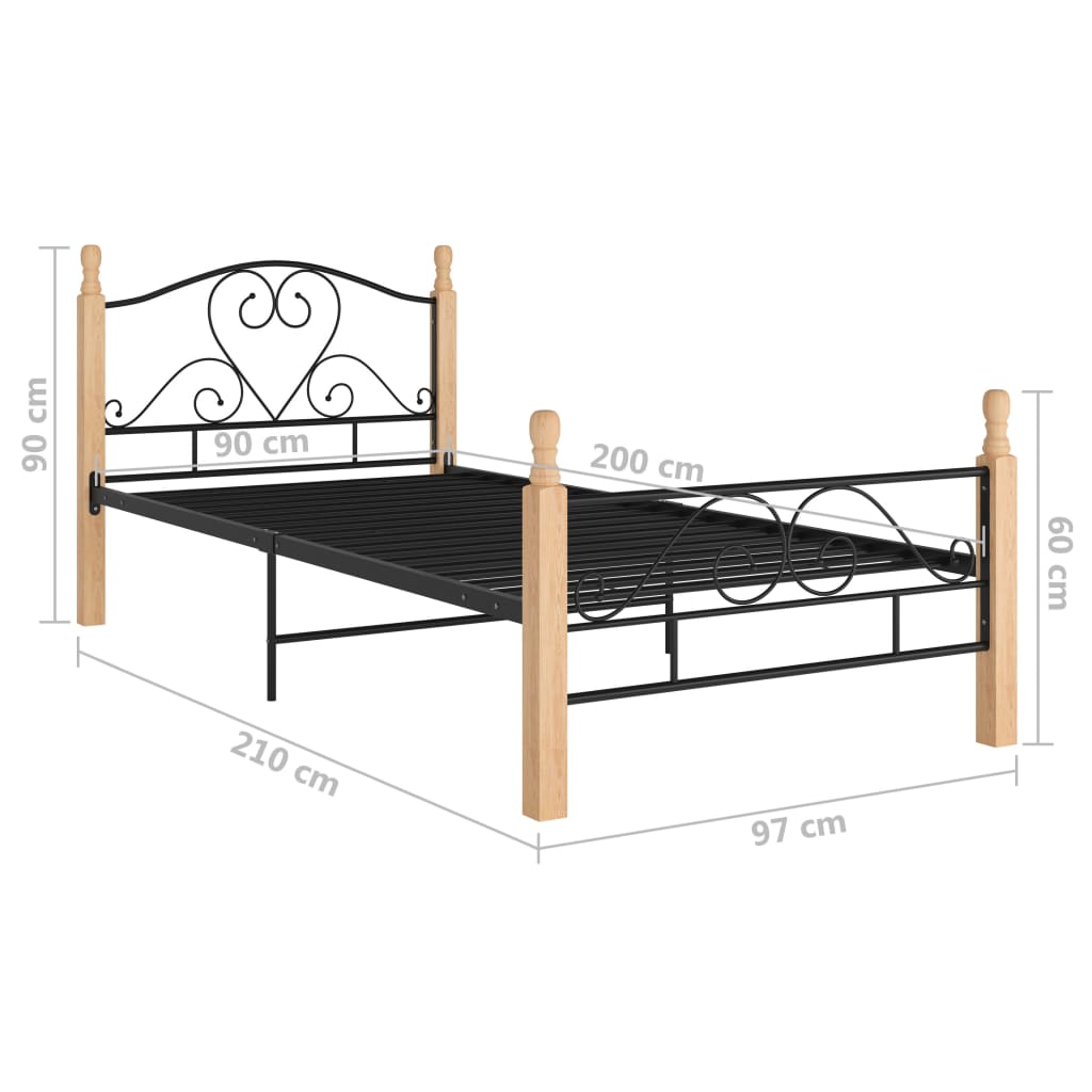 Bedframe metaal zwart 180x200 cm