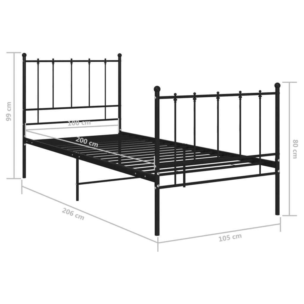 Bedframe metaal 100x200 cm