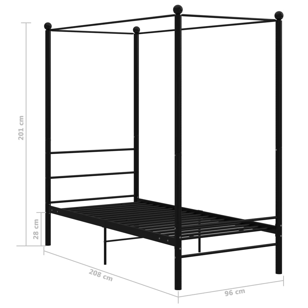 Hemelbedframe metaal 100x200 cm