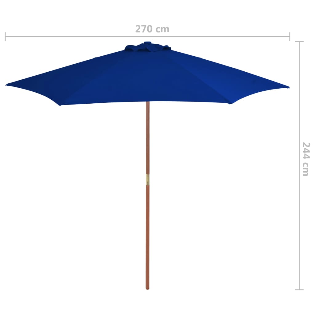 Parasol met houten paal 270 cm