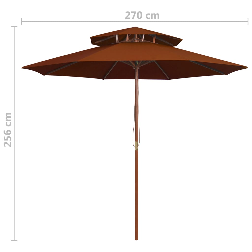 Parasol dubbeldekker met houten paal 270 cm