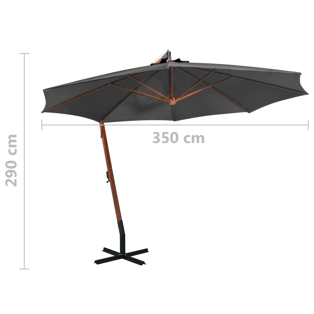 Parasol flottant avec poteau 3x3 m en bois de pin massif